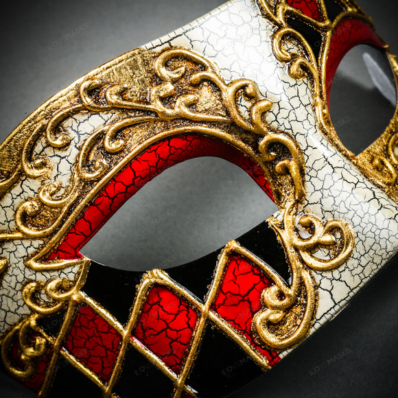 Classic Musical Venetian Masquerade Eye Mask - Gold Red - Picture 5 of 10